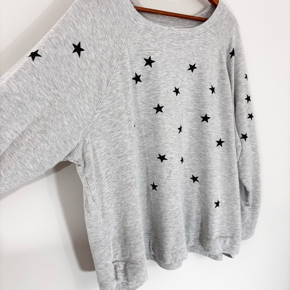 Gray Star Patterned Women's Sweatshirt Top - Picture 2 of 3
